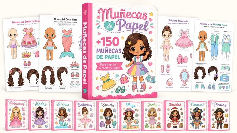 Mockup de la colección +150 Muñecas de Papel